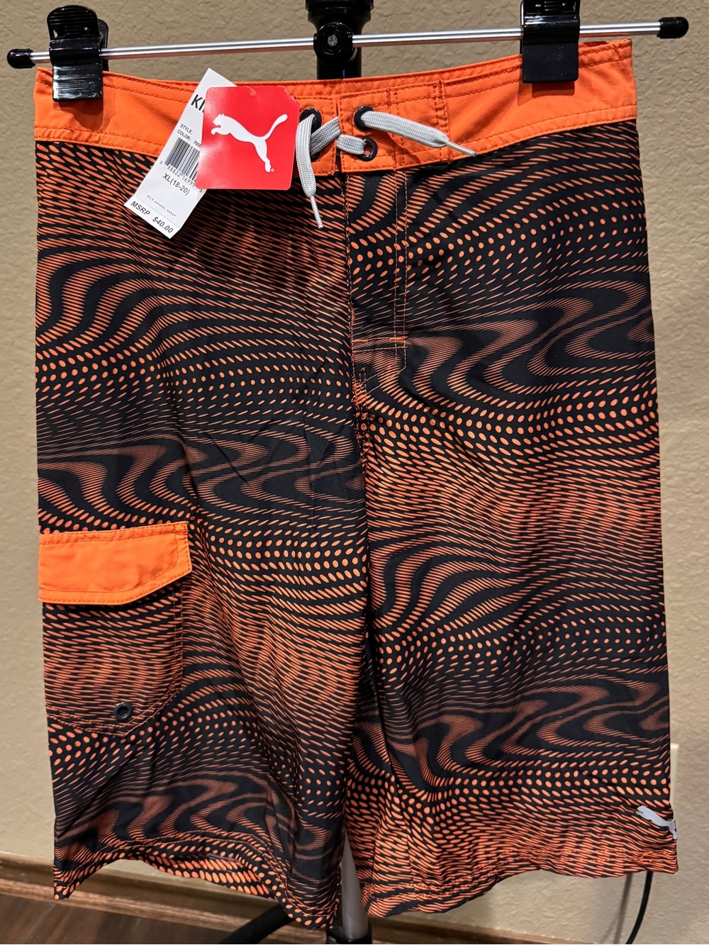 PUMA Orange & Black Swim Trunks